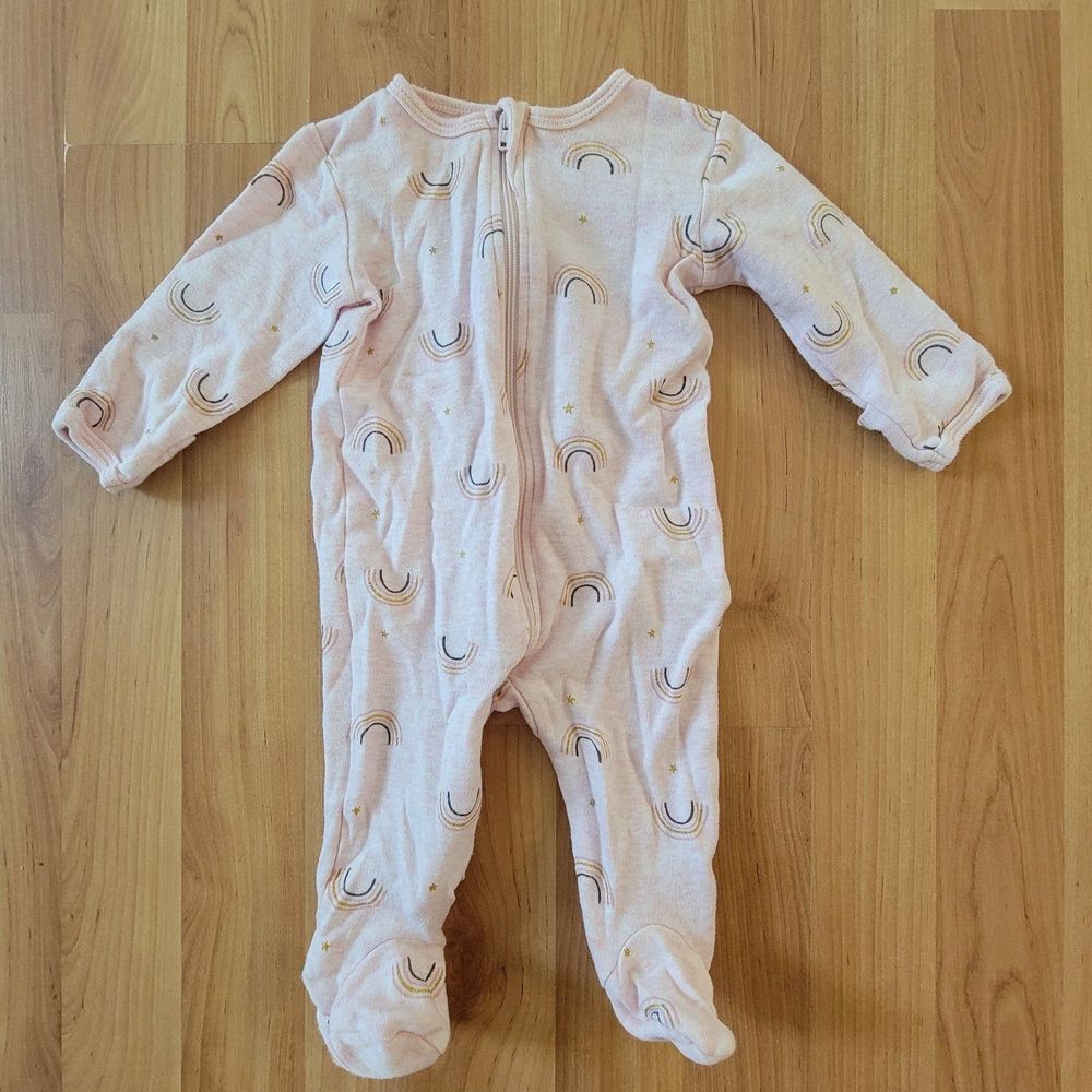 Petit Lem Rainbows Pink Zipper Sleeper Size 3M